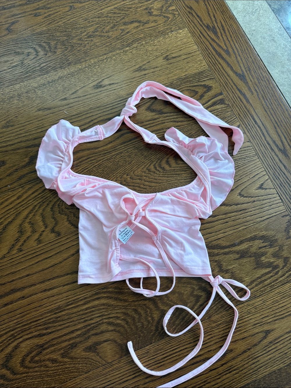 Light Pink Ruffle Halter Top - Picture 2 of 2